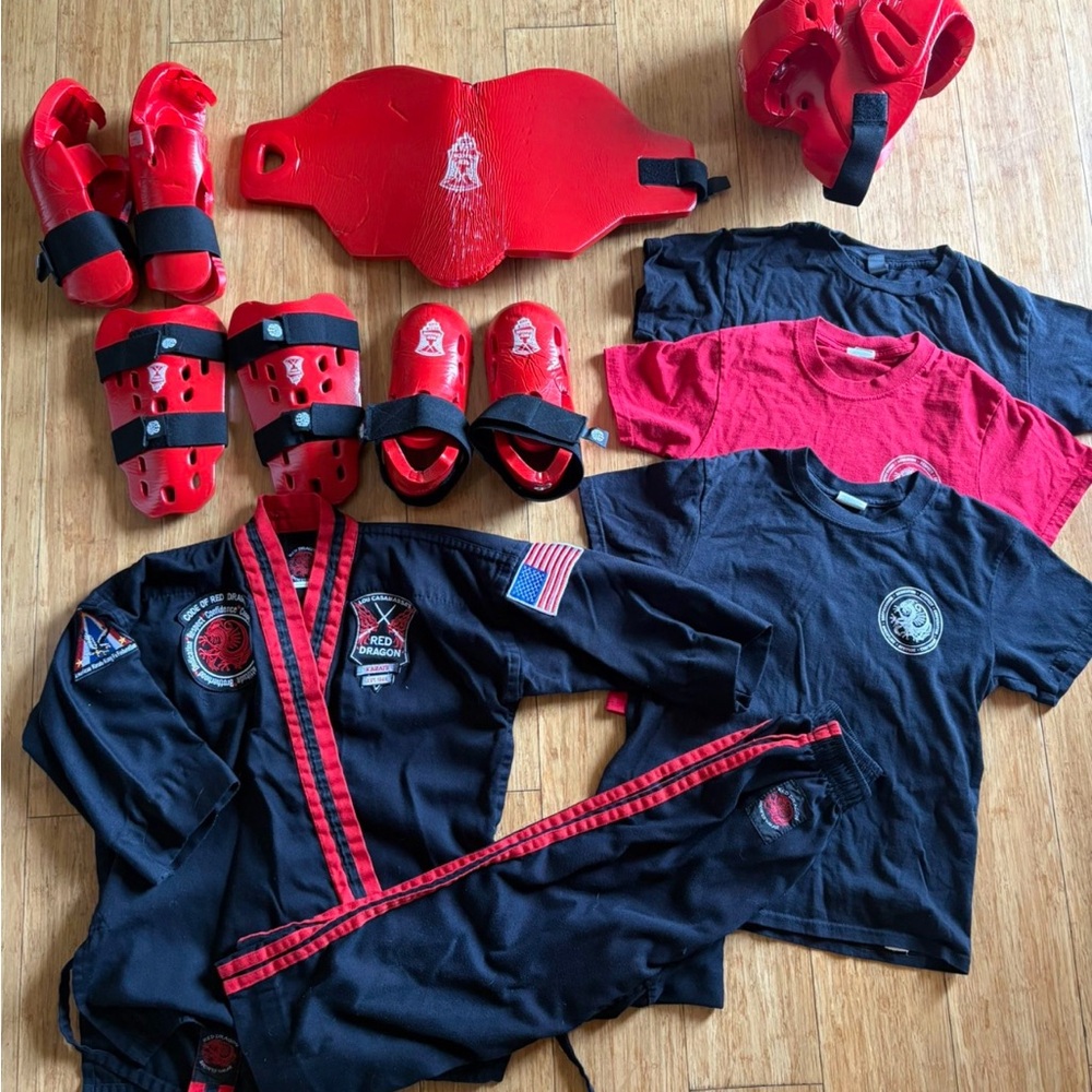 Red Dragon Martial Arts Uniform Gi Set and Sparring Gear